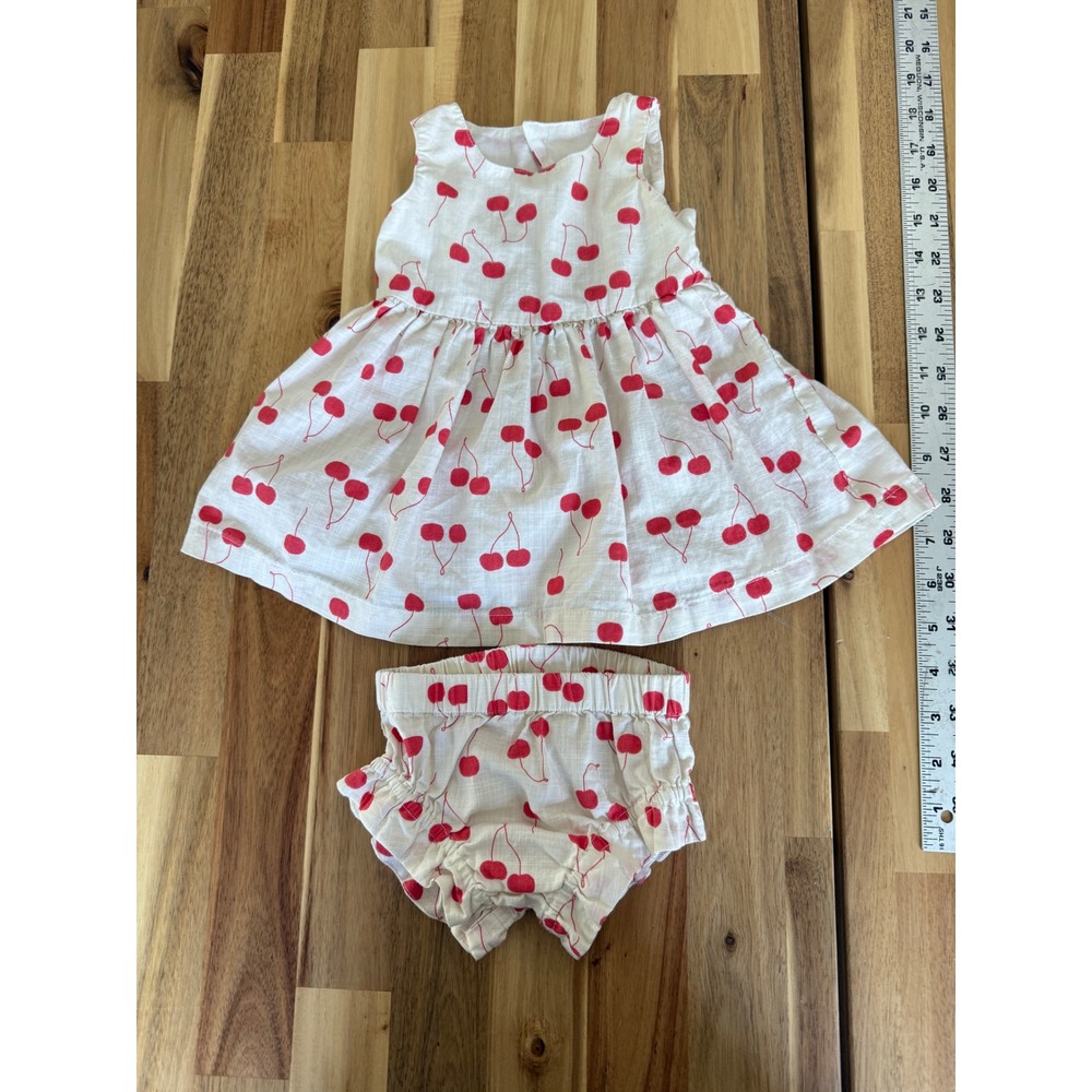 Hanna Andersson Sleeveless cherry‎  Poplin Smocked Dress 3-6 months